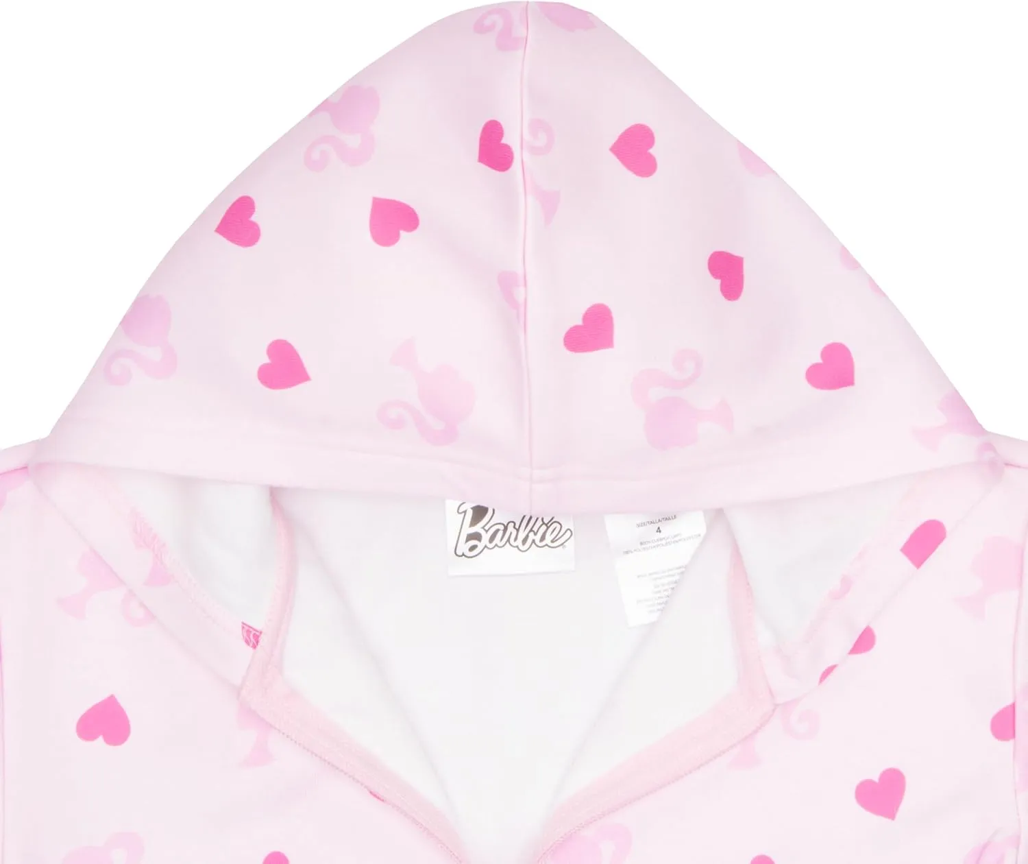 Barbie Girls Zip Up Hoodie Cursive Logo Graphic Print Hooded Zip-Up Sweatshirt Fashion Hoodies for Kids