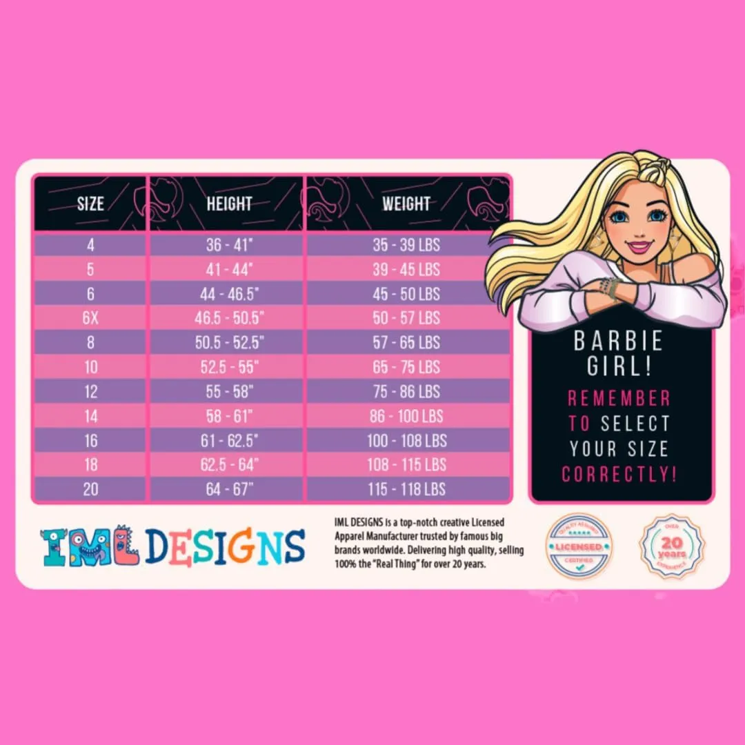 Barbie Girls Zip Up Hoodie Cursive Logo Graphic Print Hooded Zip-Up Sweatshirt Fashion Hoodies for Kids