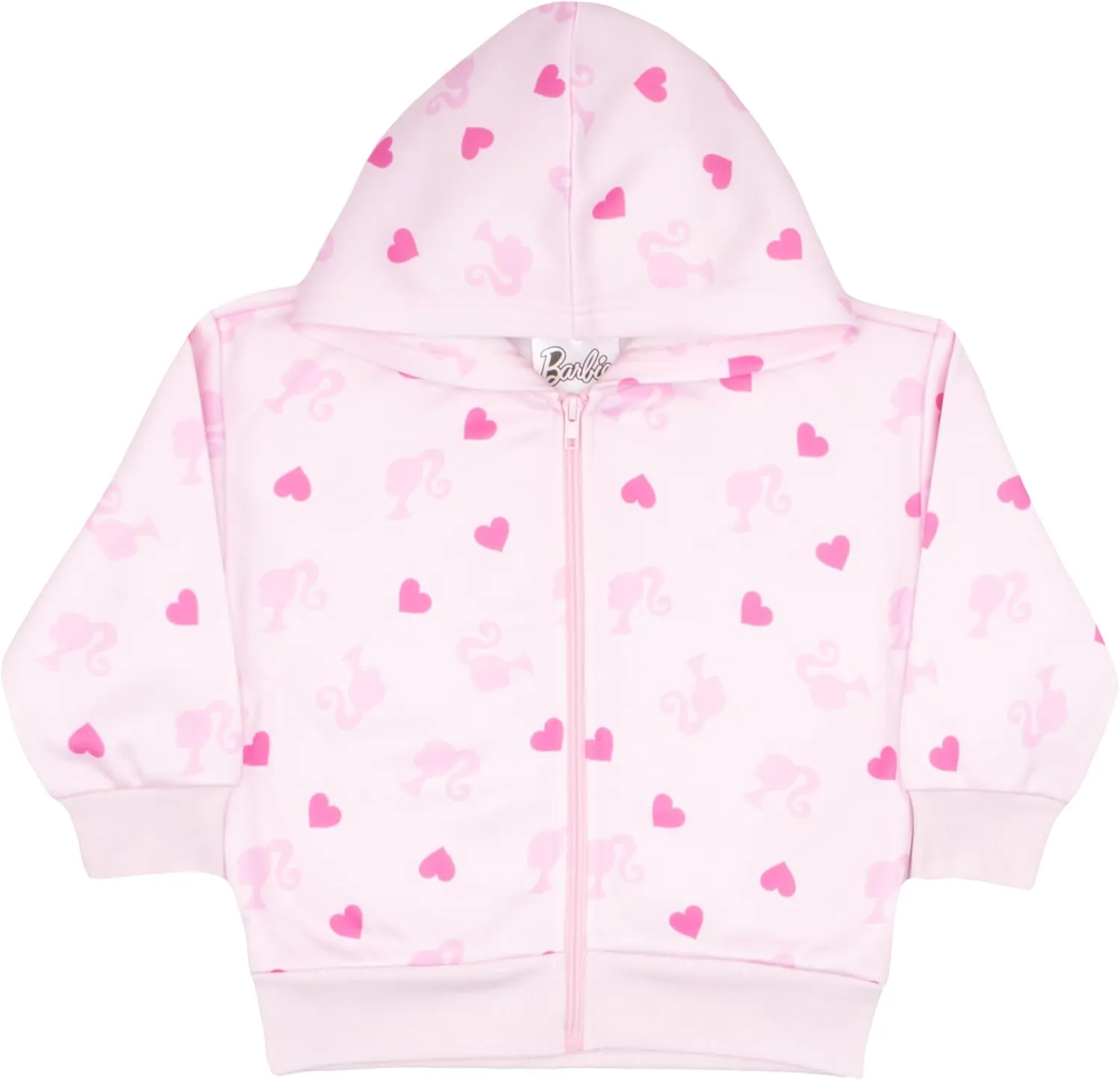 Barbie Girls Zip Up Hoodie Cursive Logo Graphic Print Hooded Zip-Up Sweatshirt Fashion Hoodies for Kids