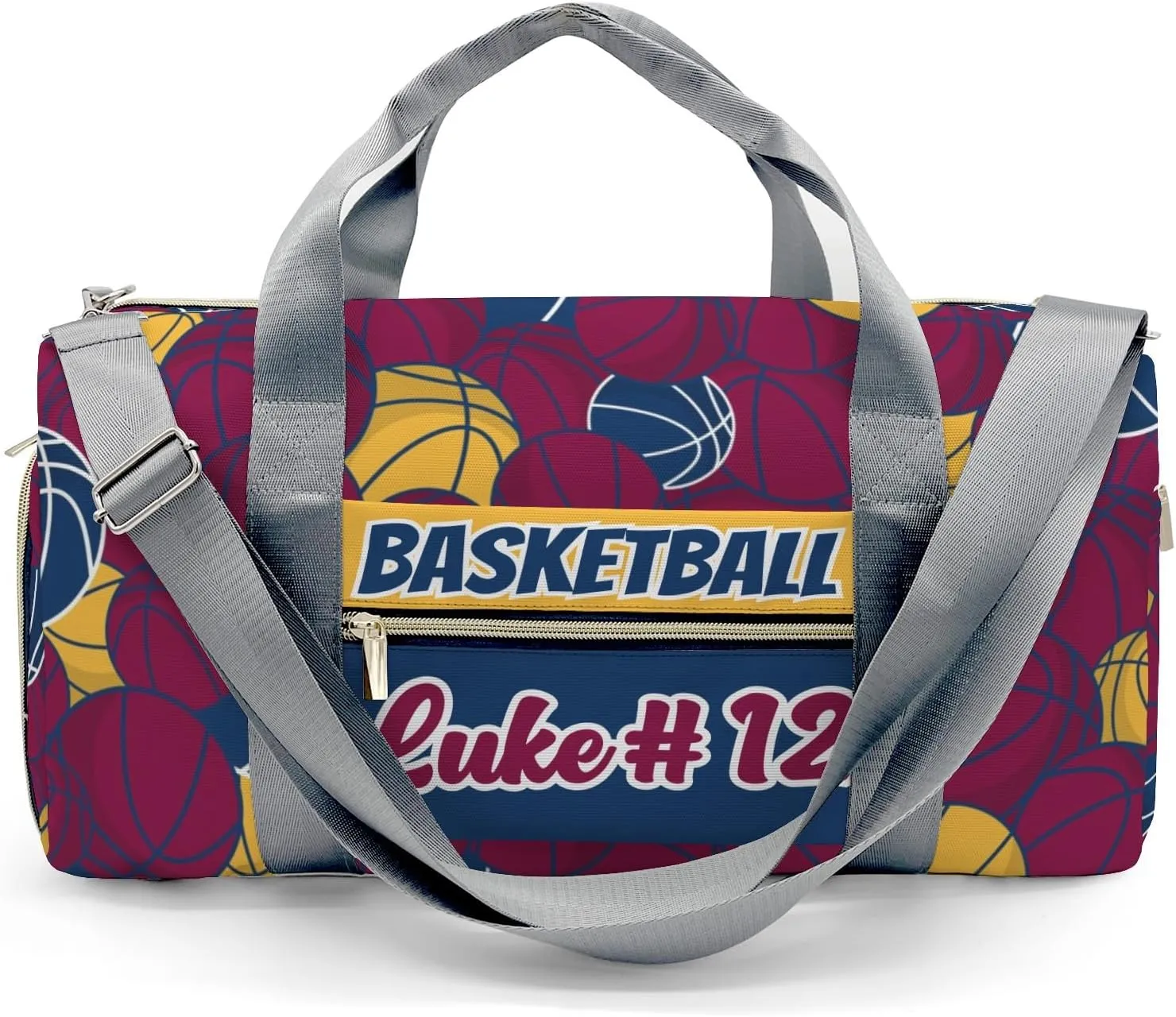 Basketball Gold Red Navy Travel Bag Customized Duffel Bags Overnight Bag Personalized Gift Gym Bags