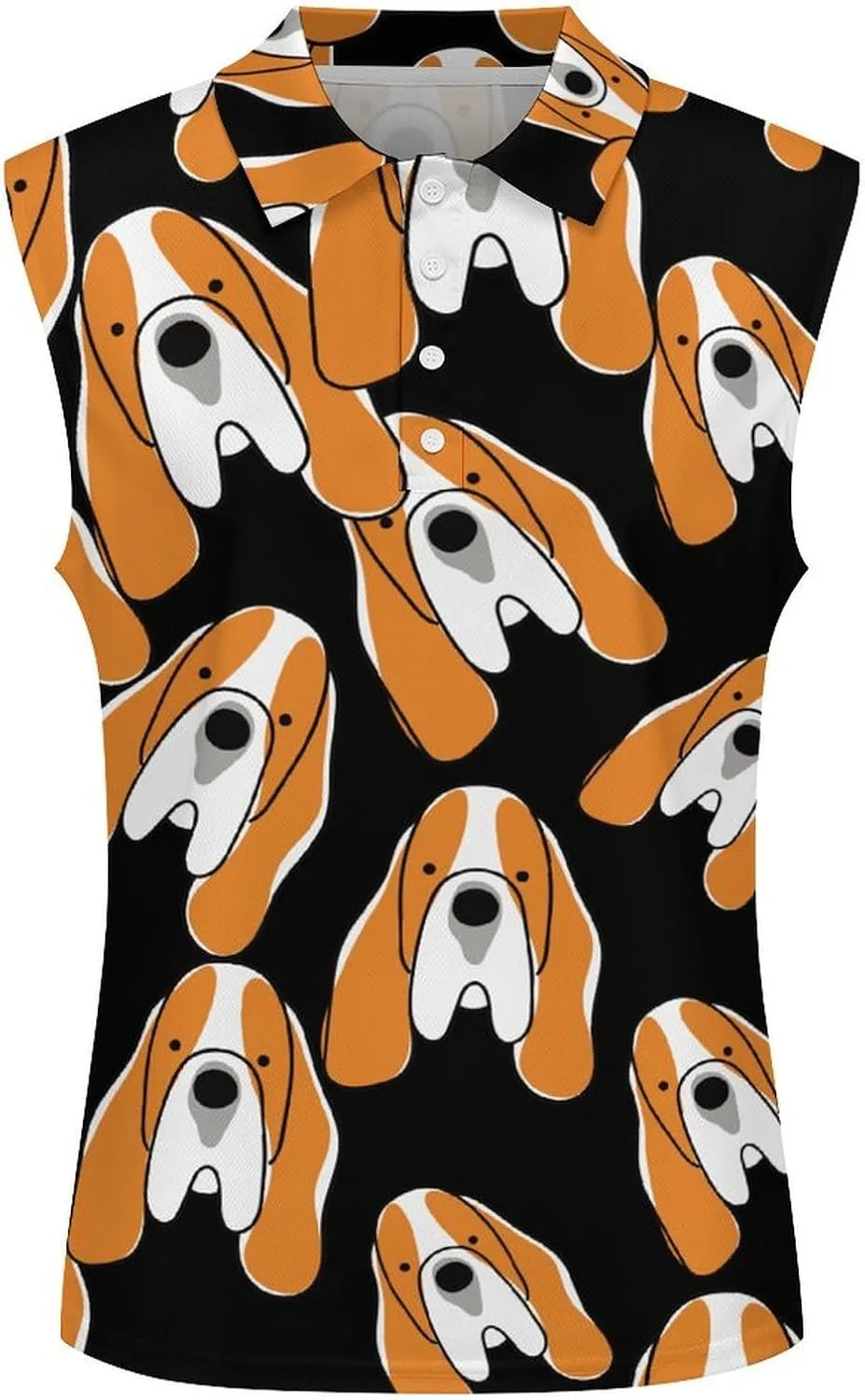 Basset Hound Women's Sleeveless Golf Polo Shirts Athletic Tank Tops