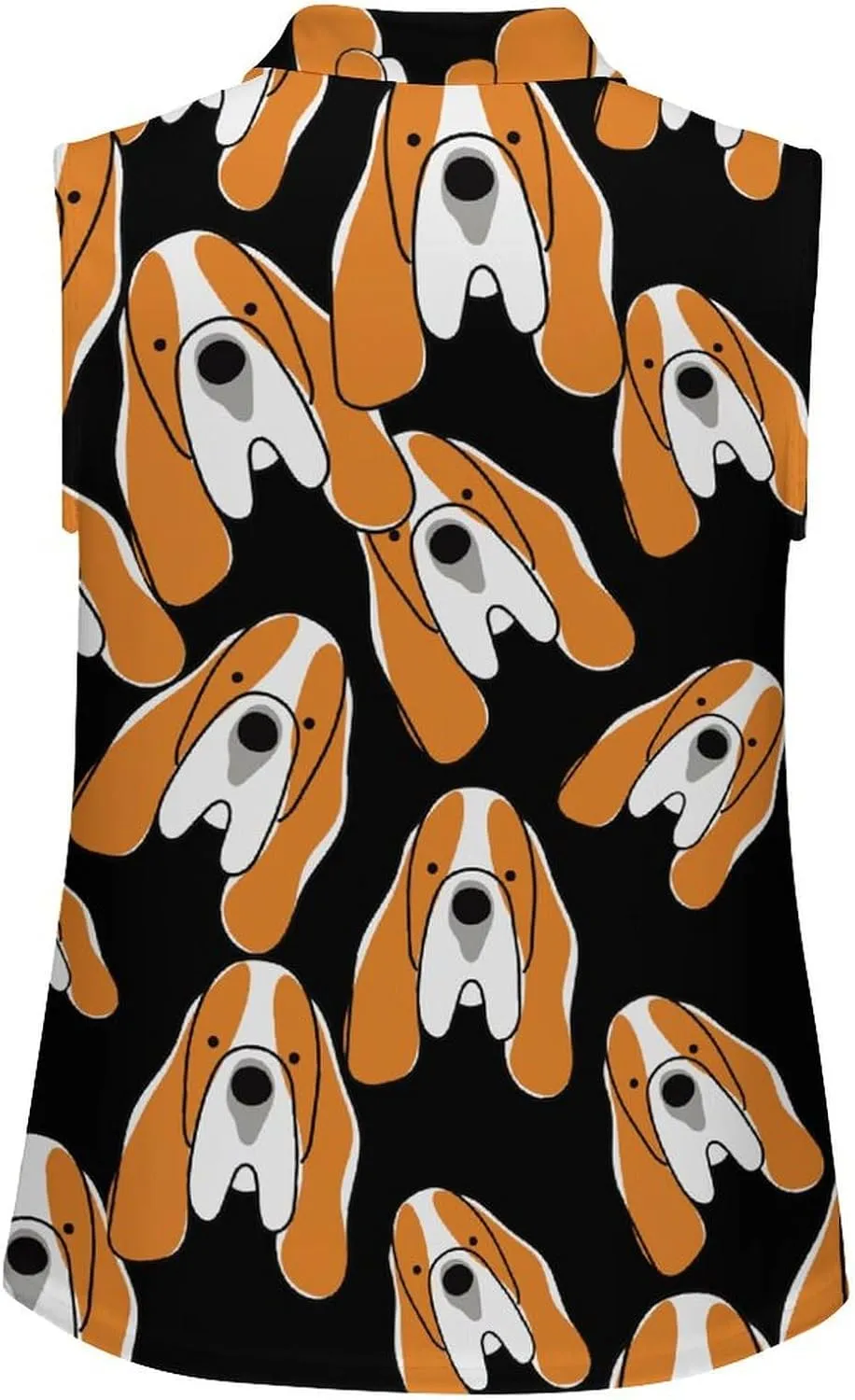 Basset Hound Women's Sleeveless Golf Polo Shirts Athletic Tank Tops
