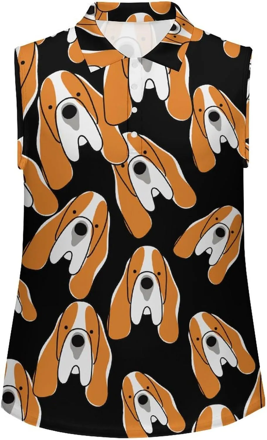 Basset Hound Women's Sleeveless Golf Polo Shirts Athletic Tank Tops