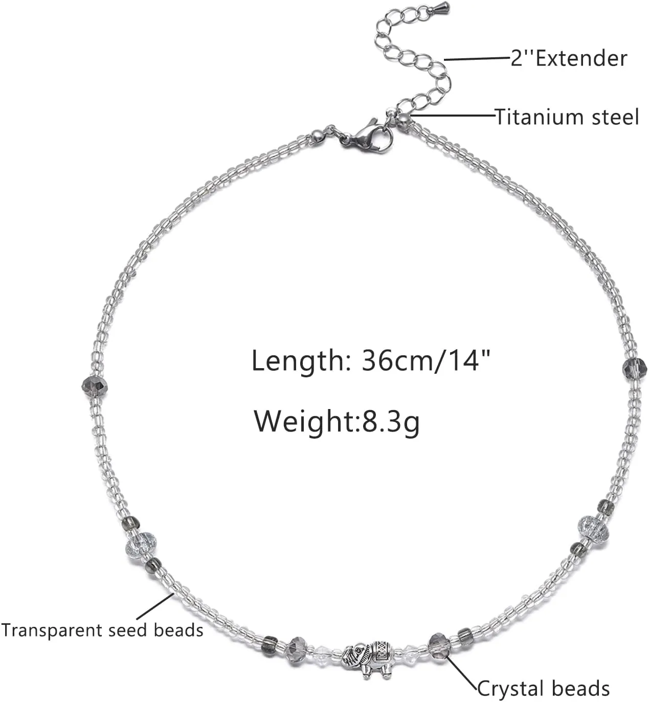 Beaded Gemstone Necklace for Women, Natural Stone Crystal Handmade Choker Necklaces Boho Jewelry for Women