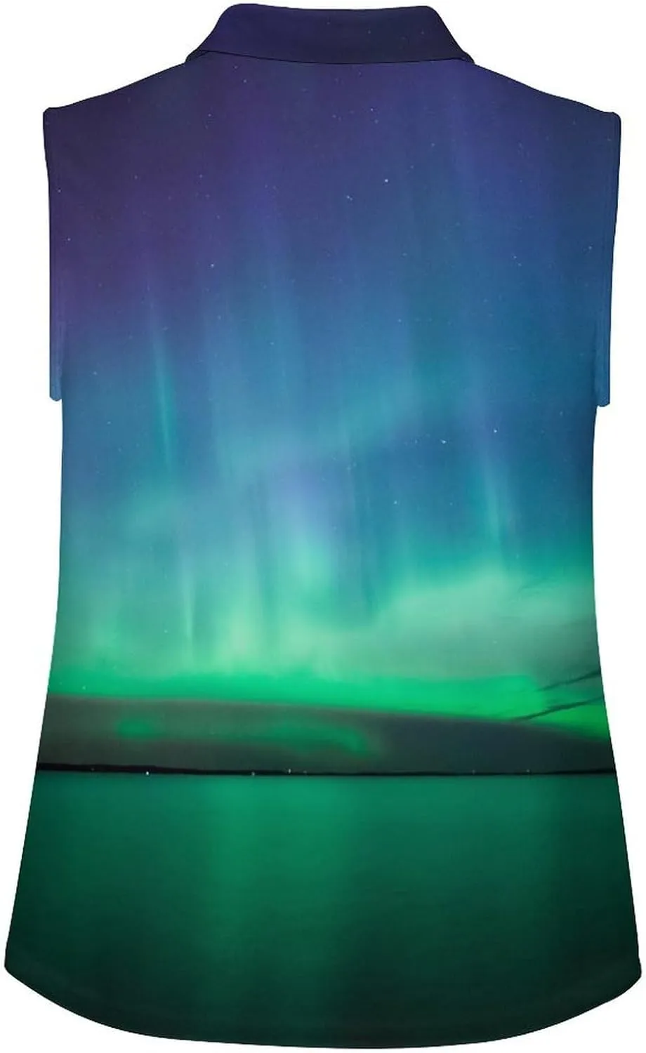 Beautiful Northern Lights Women's Sleeveless Golf Polo Shirts Athletic Tank Tops