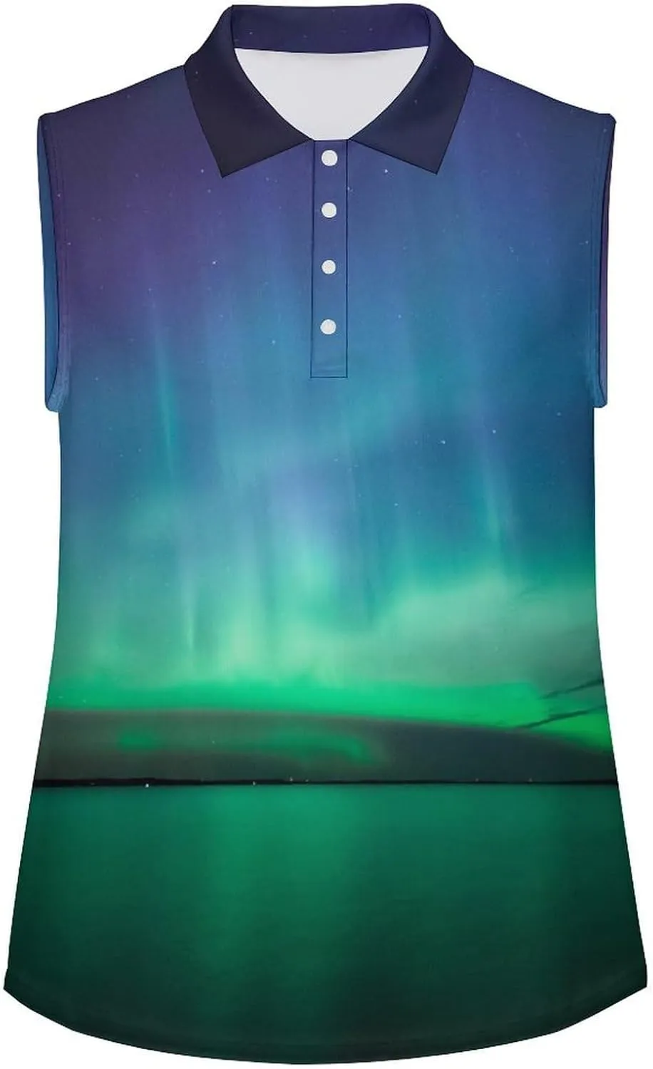 Beautiful Northern Lights Women's Sleeveless Golf Polo Shirts Athletic Tank Tops