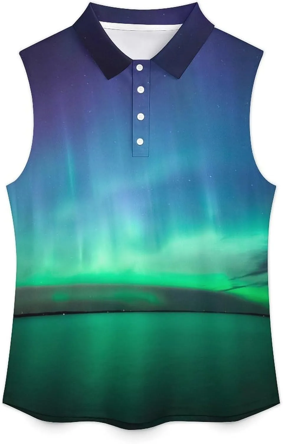 Beautiful Northern Lights Women's Sleeveless Golf Polo Shirts Athletic Tank Tops