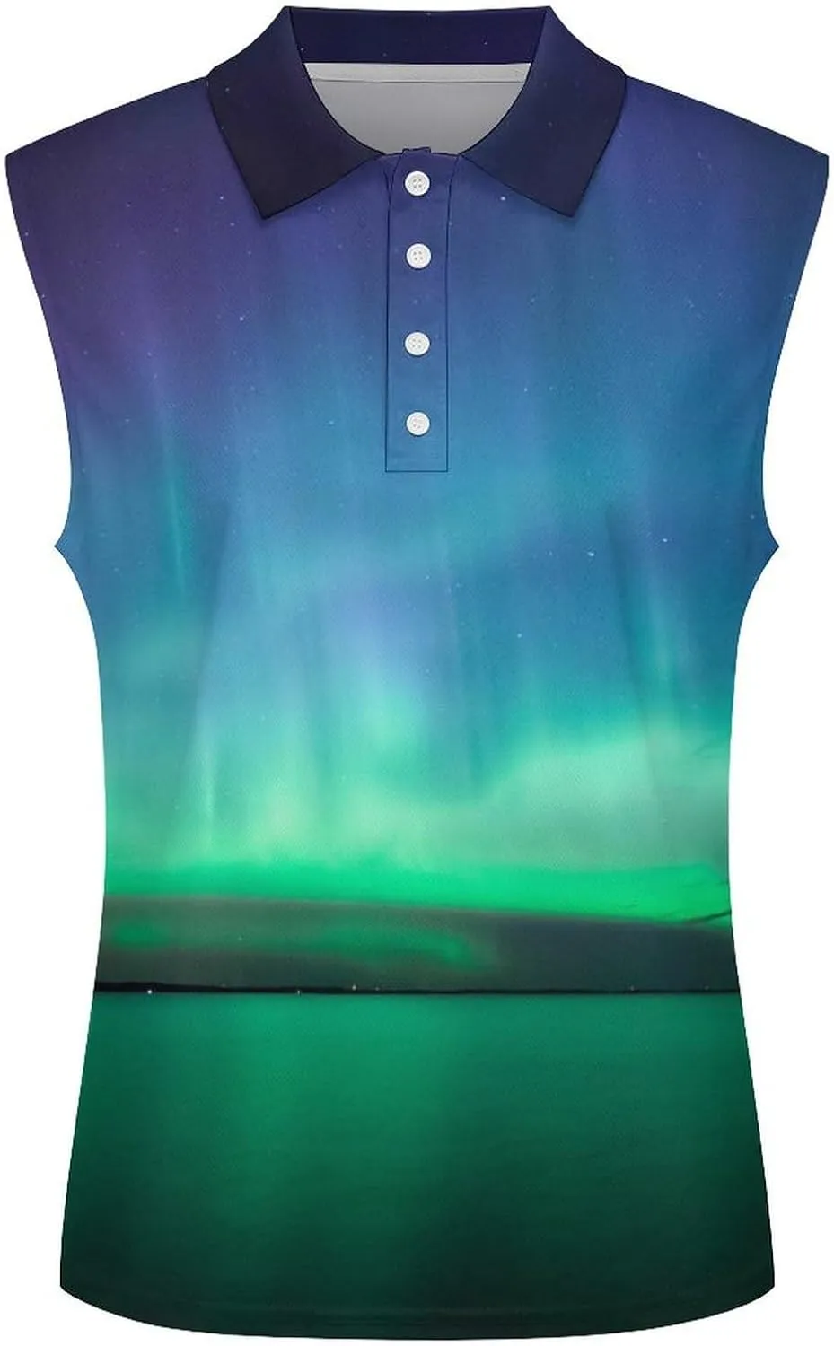 Beautiful Northern Lights Women's Sleeveless Golf Polo Shirts Athletic Tank Tops