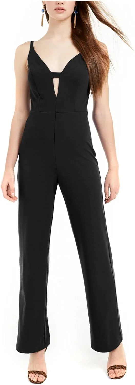 bebe Womens Solid Jumpsuit, Black, XX-Small