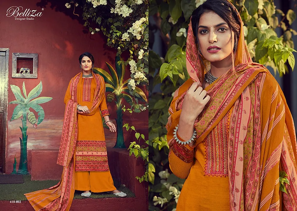 Belliza Designer Studio Zeenat Jam Cotton Embroidery Work Casual Wear Salwar Suits