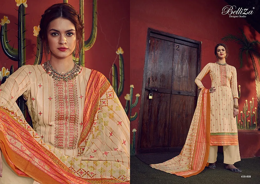 Belliza Designer Studio Zeenat Jam Cotton Embroidery Work Casual Wear Salwar Suits