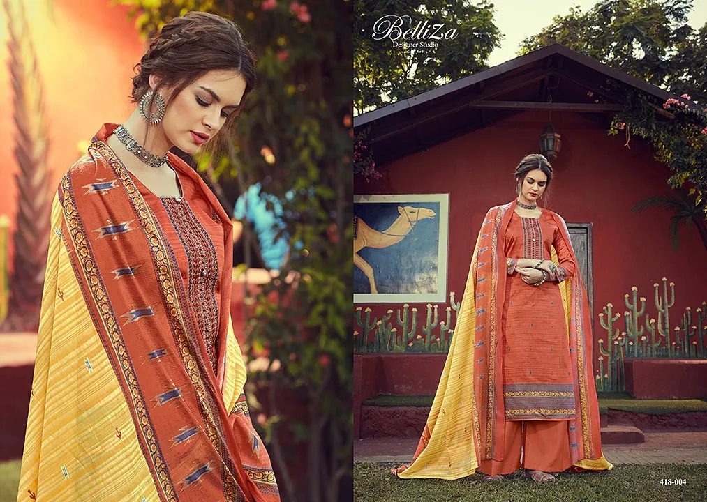 Belliza Designer Studio Zeenat Jam Cotton Embroidery Work Casual Wear Salwar Suits
