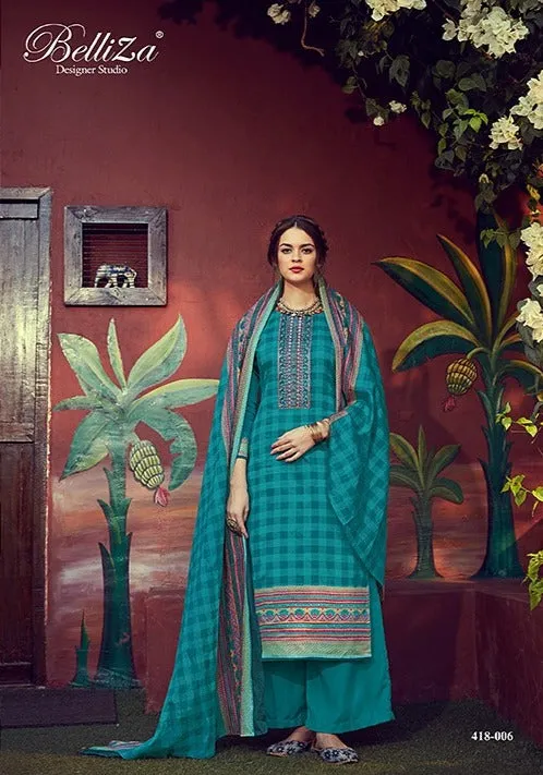 Belliza Designer Studio Zeenat Jam Cotton Embroidery Work Casual Wear Salwar Suits