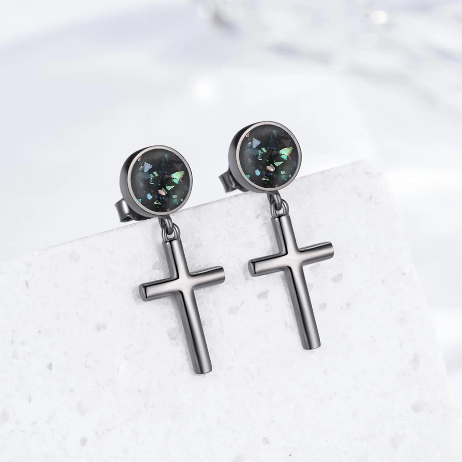 Black Dangle Drop Earrings 925 Sterling Silver Turquoise/Abalone Shell Earrings Jewelry Gifts for Women Men