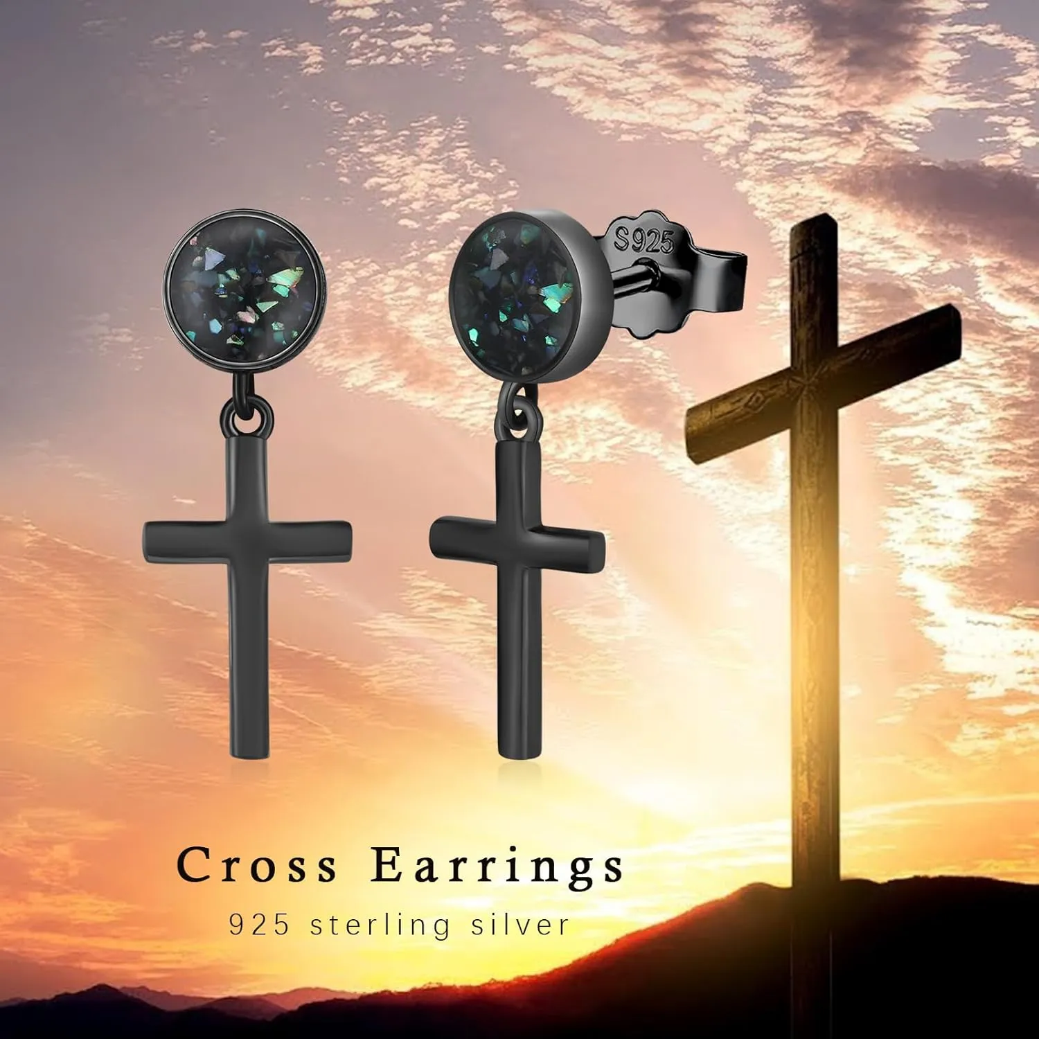 Black Dangle Drop Earrings 925 Sterling Silver Turquoise/Abalone Shell Earrings Jewelry Gifts for Women Men