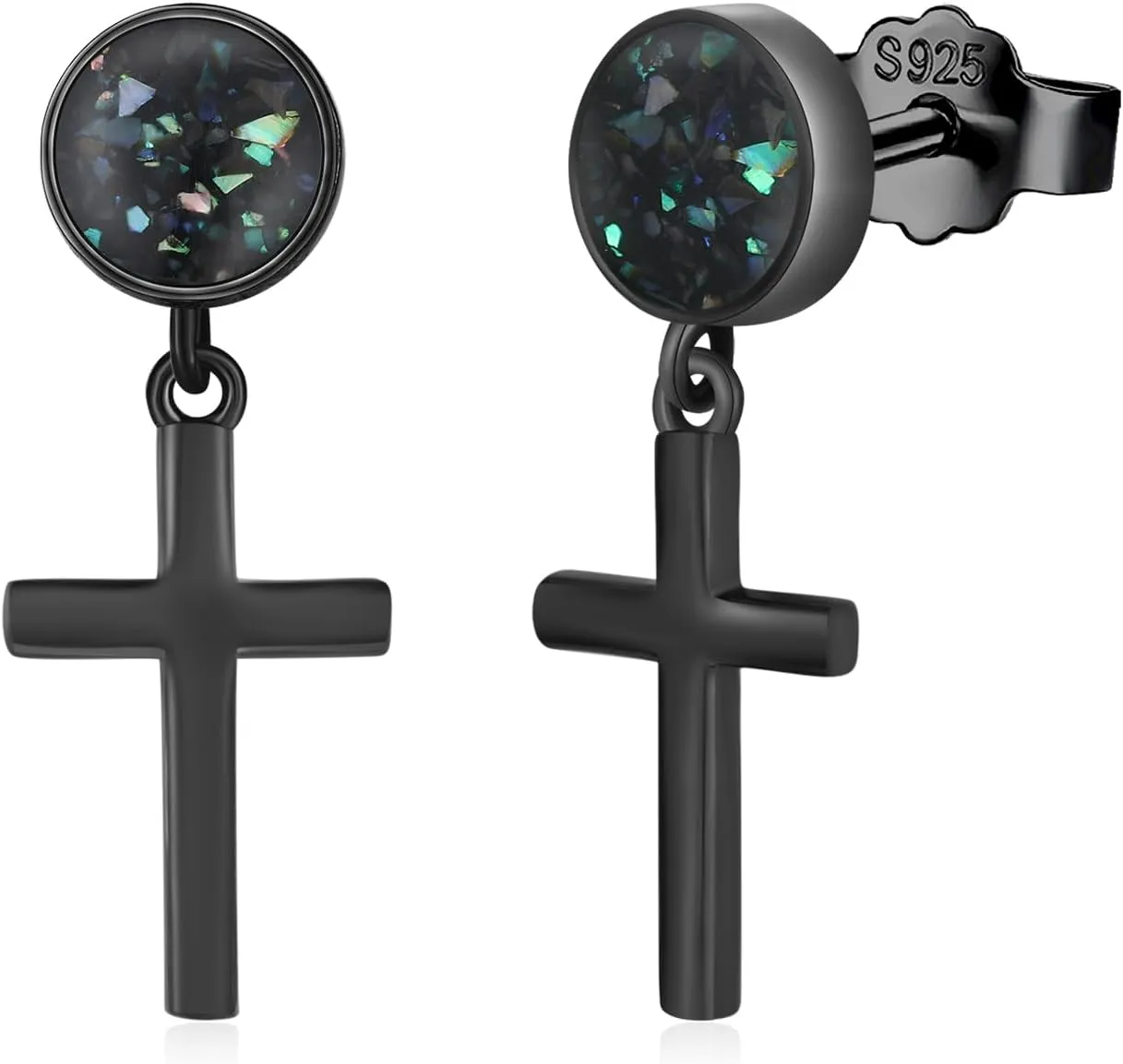 Black Dangle Drop Earrings 925 Sterling Silver Turquoise/Abalone Shell Earrings Jewelry Gifts for Women Men