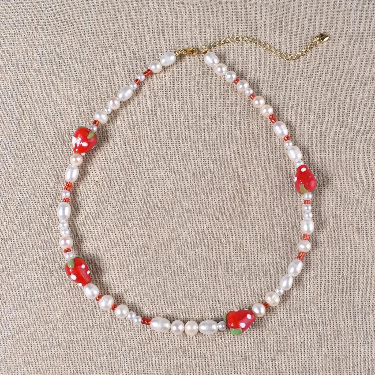 Boho Beaded Necklace for Women, Y2K Natural Pearl Beaded Necklaces Choker Summer Benchy Necklace Natural Bead Necklaces for Teen Girls Handmade Boho Jewelry Birthday Gift