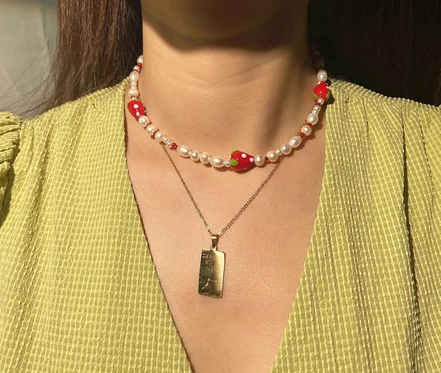 Boho Beaded Necklace for Women, Y2K Natural Pearl Beaded Necklaces Choker Summer Benchy Necklace Natural Bead Necklaces for Teen Girls Handmade Boho Jewelry Birthday Gift