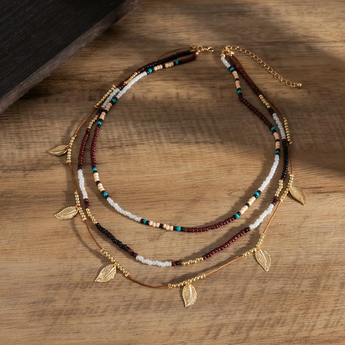 Boho Multi-Layered Beaded Choker Necklace for Women - Star and Coin Pendant Layering Necklaces