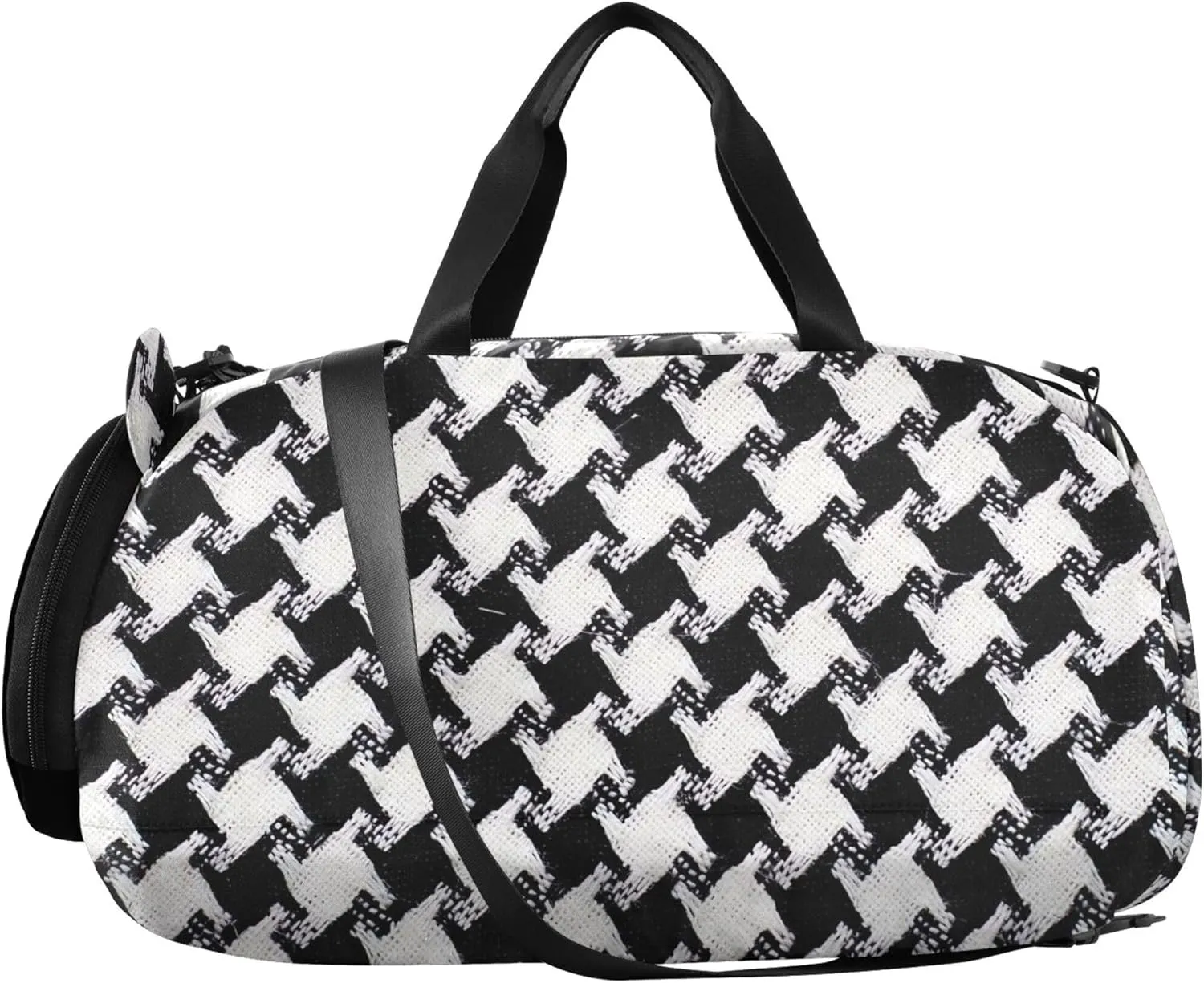 Bold Houndstooth Black White Travel Duffle Bags Girls Tote Toddler Weekender Bags with Shoe Compartment Carry on Duffel for Boys