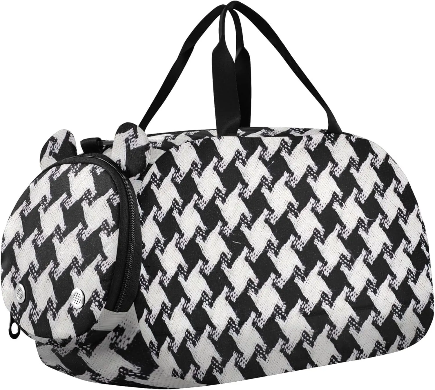 Bold Houndstooth Black White Travel Duffle Bags Girls Tote Toddler Weekender Bags with Shoe Compartment Carry on Duffel for Boys