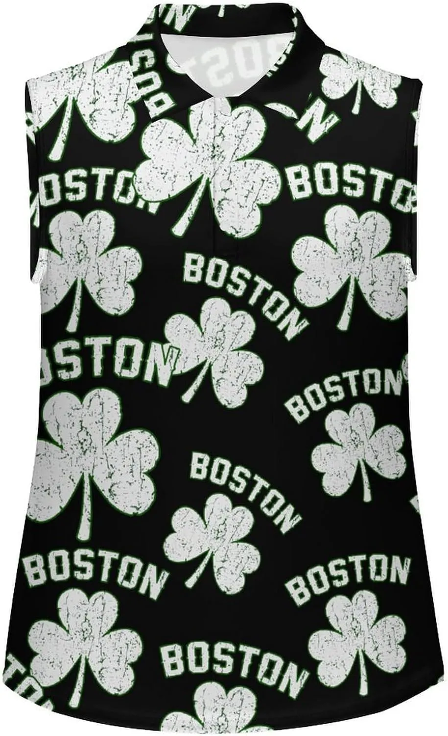 Boston Shamrocks Women's Sleeveless Golf Polo Shirts Athletic Tank Tops