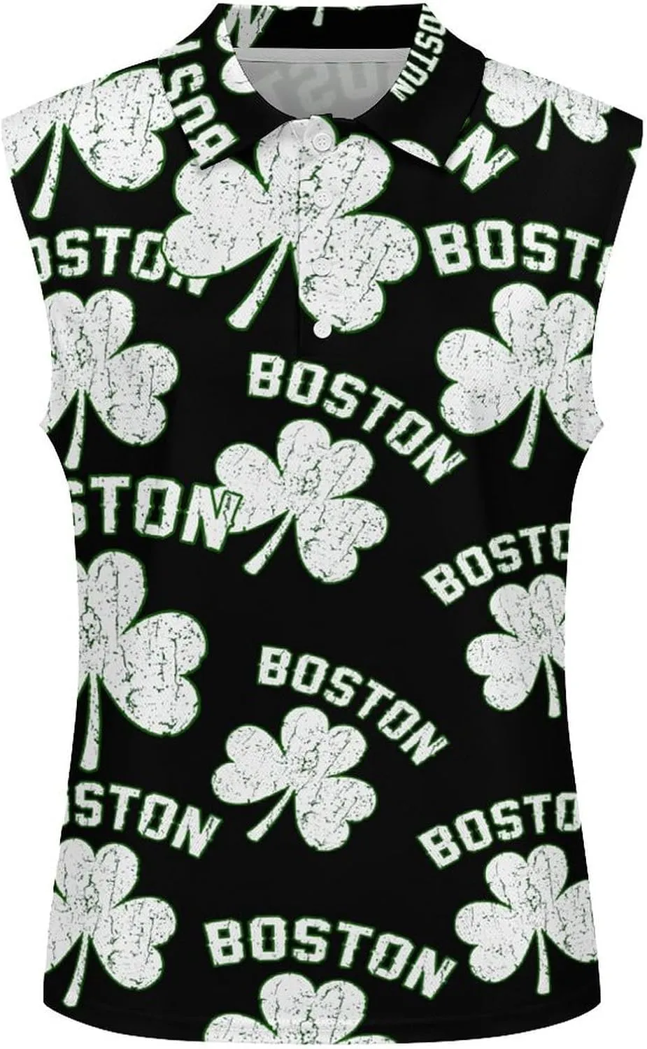 Boston Shamrocks Women's Sleeveless Golf Polo Shirts Athletic Tank Tops