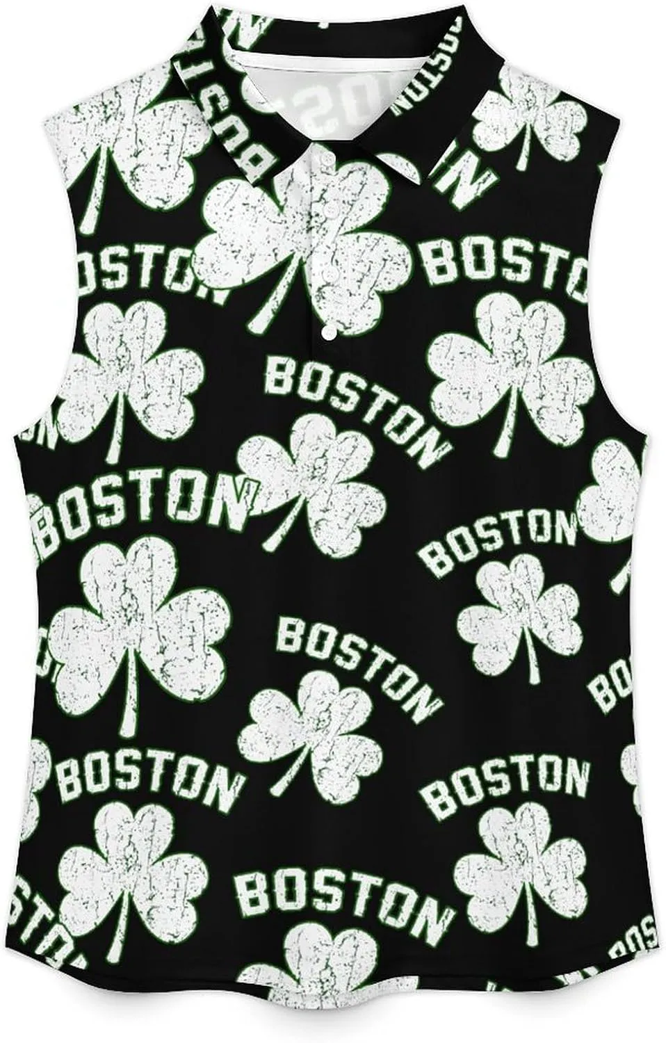 Boston Shamrocks Women's Sleeveless Golf Polo Shirts Athletic Tank Tops