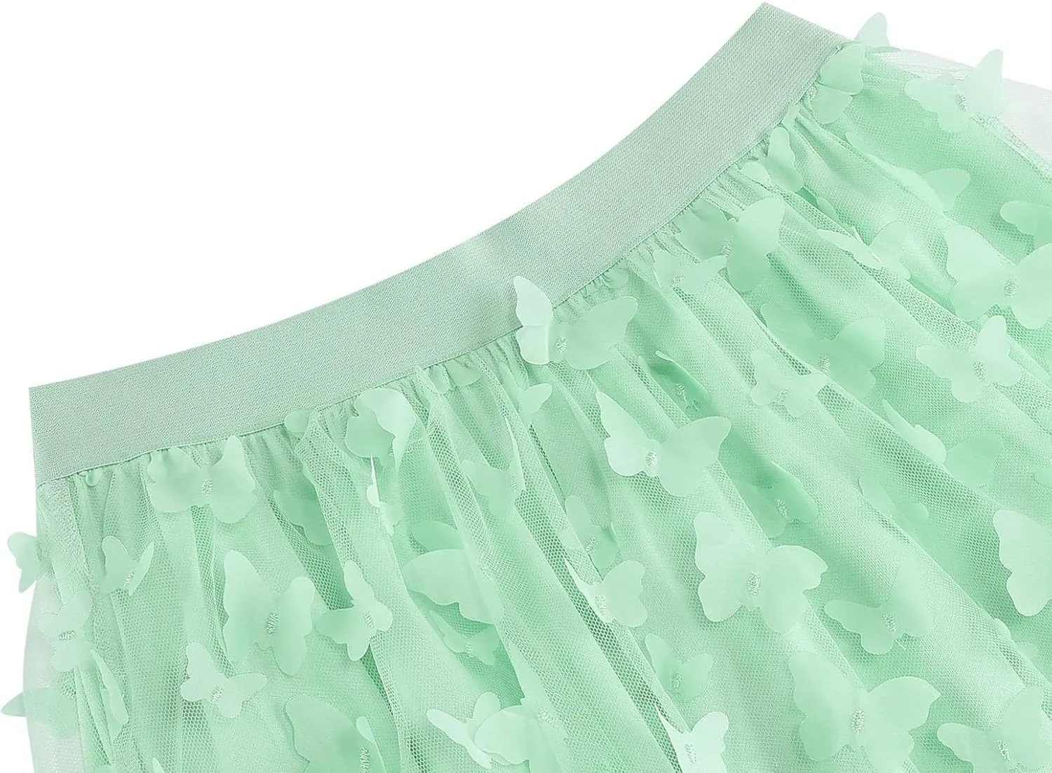 Butterfly Floral Embroidered Women's Skirts - Vintage Tulle Wedding & Prom A-Line Skirts with Elastic Waist Midi Skirt