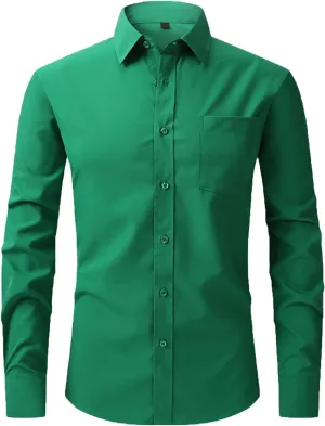 Button Down Shirt Men Solid Wrinkle Resistant Blouse Wrinkle Free Long Sleeve Outfit Casual Summer Beach Top
