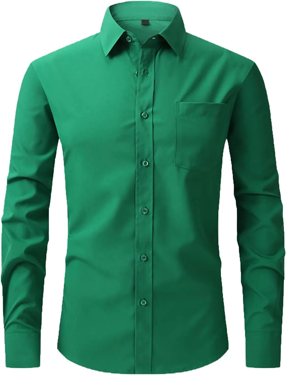 Button Down Shirt Men Solid Wrinkle Resistant Blouse Wrinkle Free Long Sleeve Outfit Casual Summer Beach Top