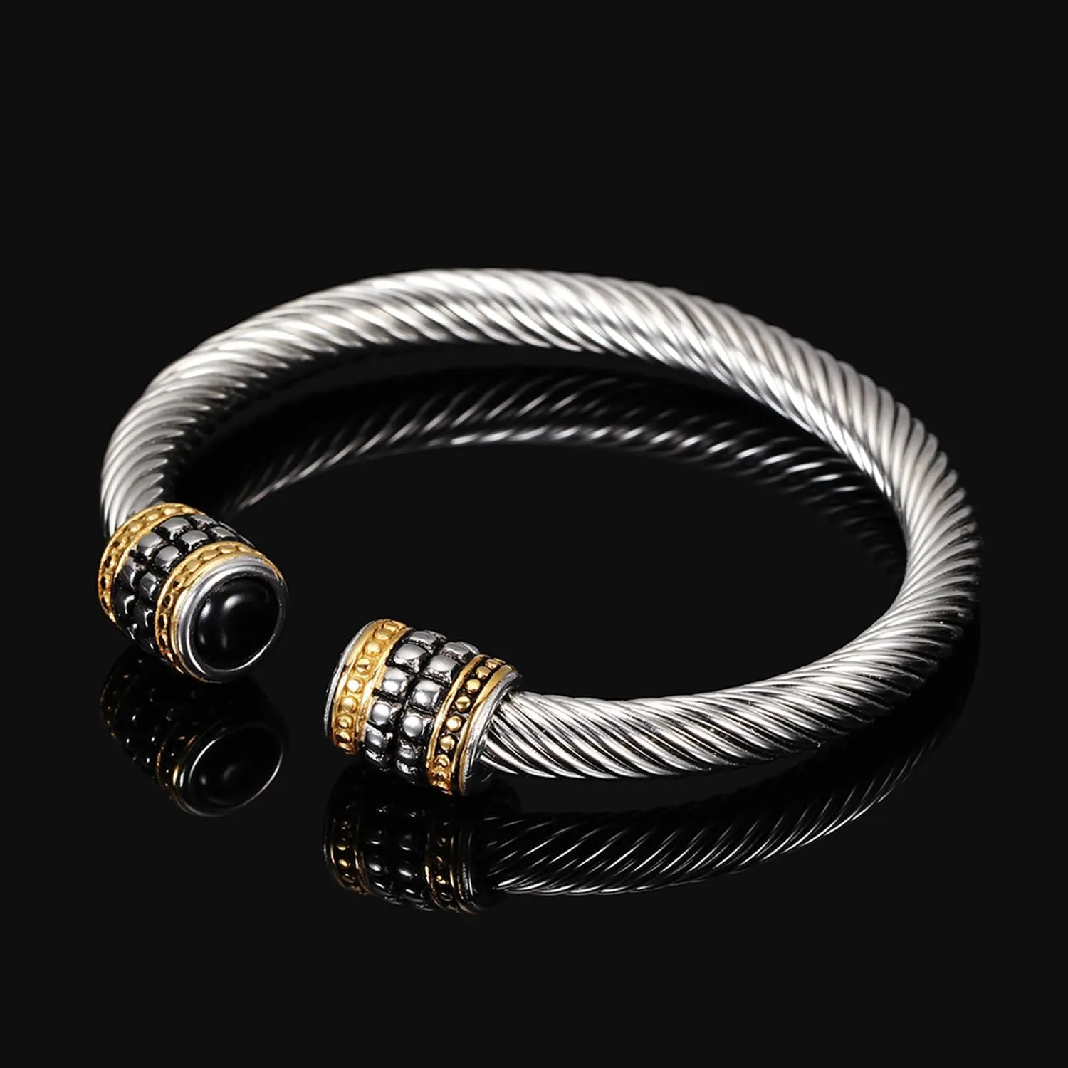 Cable Bracelets for Women Cuff Bracelets Two Tone Bracelets for Women Mixed Metal Bracelet Designer Dupes Gold and Silver Bracelet Designer Jewelry