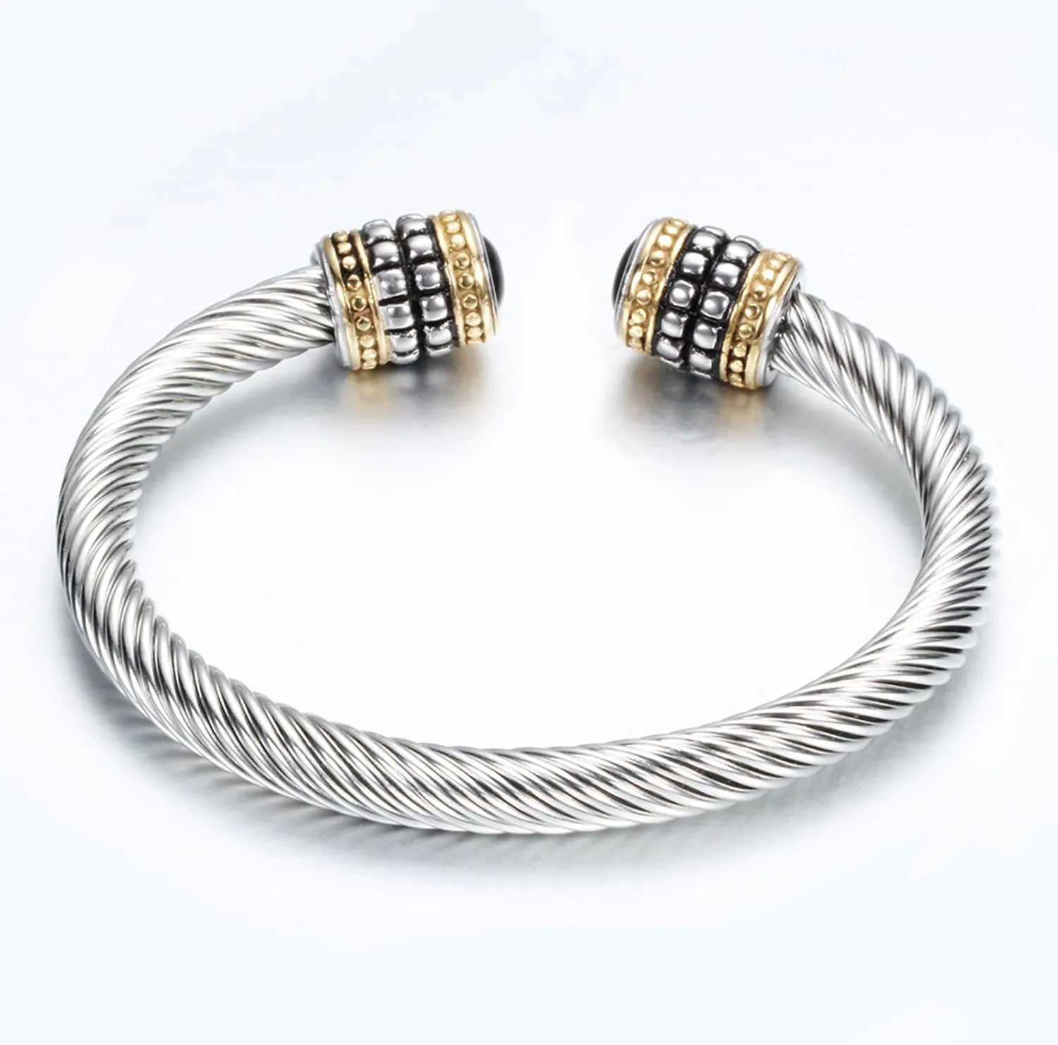 Cable Bracelets for Women Cuff Bracelets Two Tone Bracelets for Women Mixed Metal Bracelet Designer Dupes Gold and Silver Bracelet Designer Jewelry