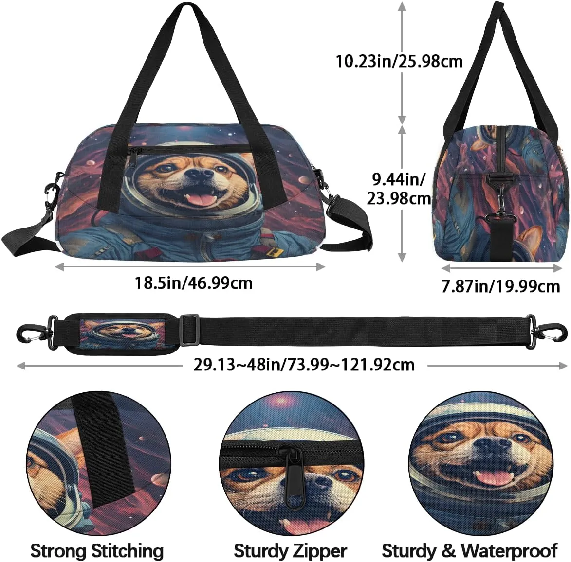 Cartoon Dog Print Kids Duffle Bag Boys Girls Small Sport Dance Gym Bag for Overnight Travel Weekender Carry On