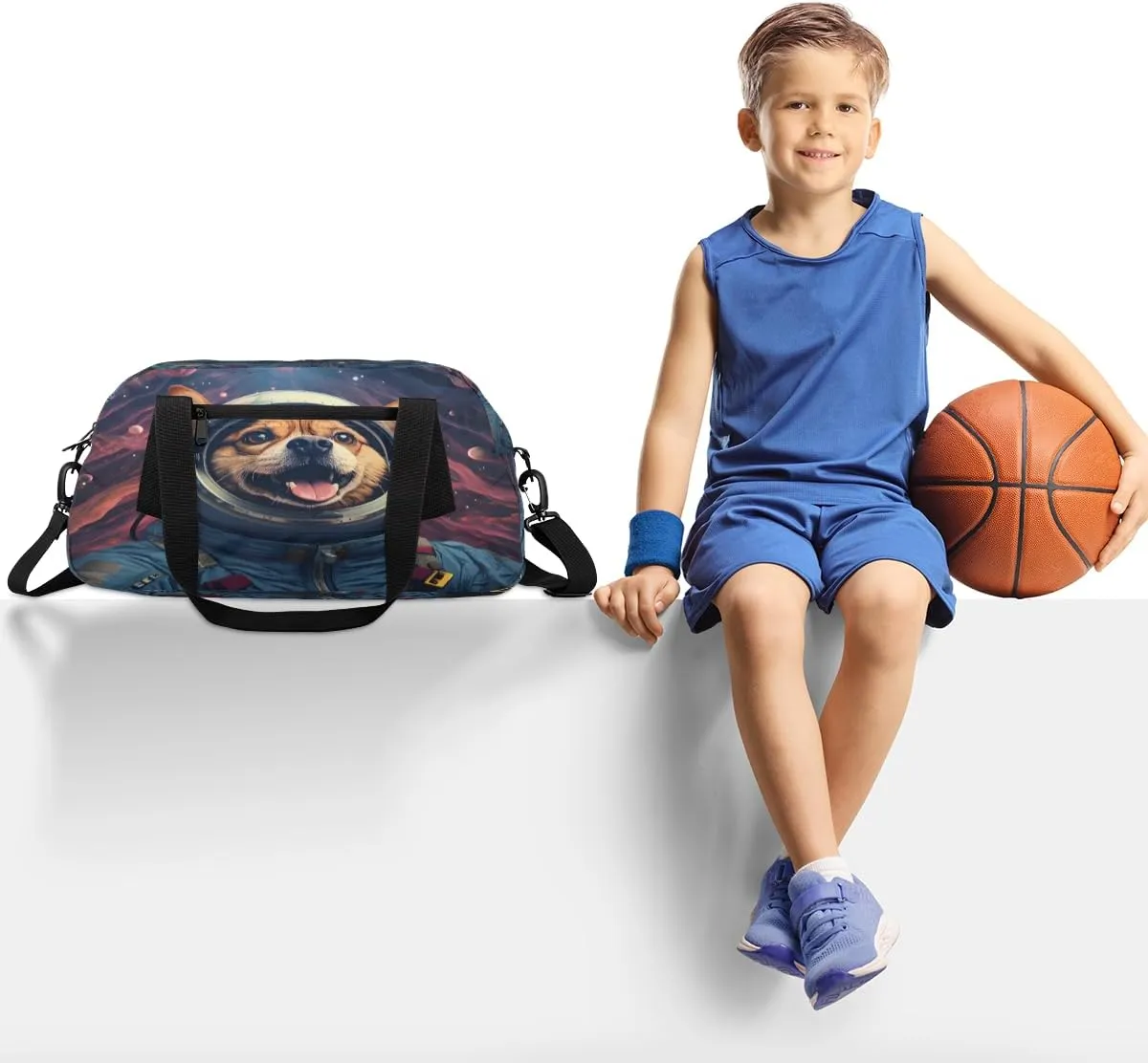Cartoon Dog Print Kids Duffle Bag Boys Girls Small Sport Dance Gym Bag for Overnight Travel Weekender Carry On