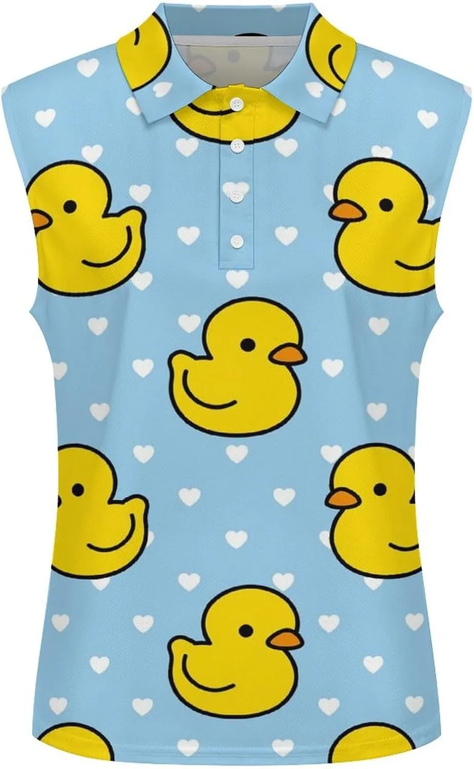 Cartoon Yellow Duck Women's Sleeveless Golf Polo Shirts Athletic Tank Tops