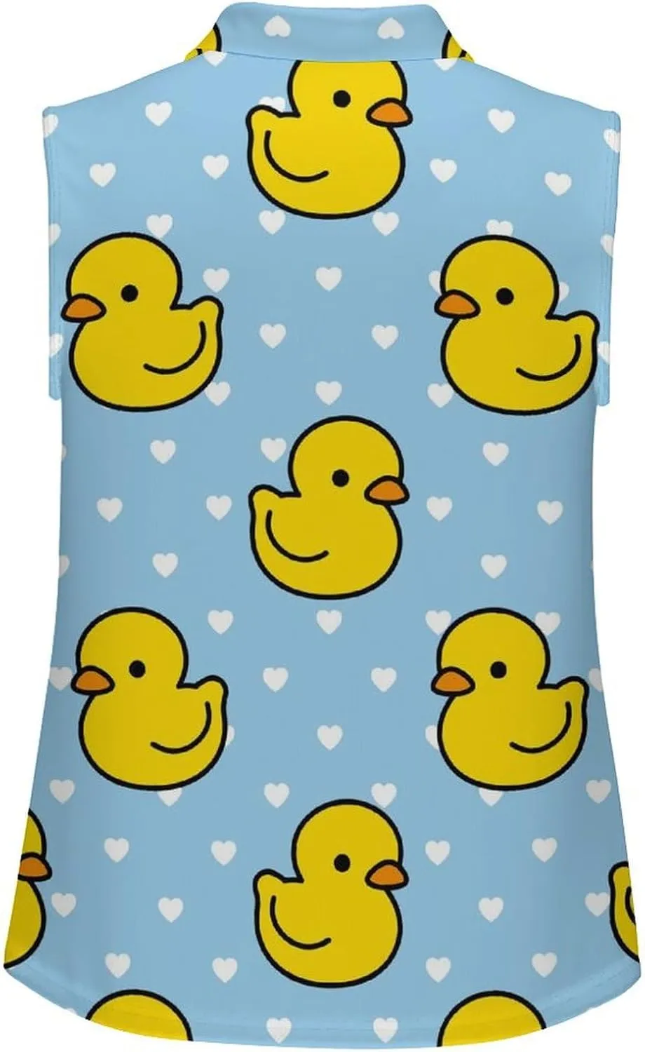 Cartoon Yellow Duck Women's Sleeveless Golf Polo Shirts Athletic Tank Tops