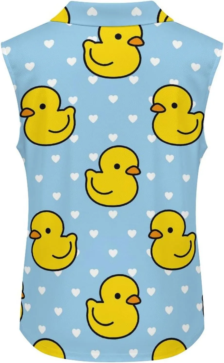 Cartoon Yellow Duck Women's Sleeveless Golf Polo Shirts Athletic Tank Tops
