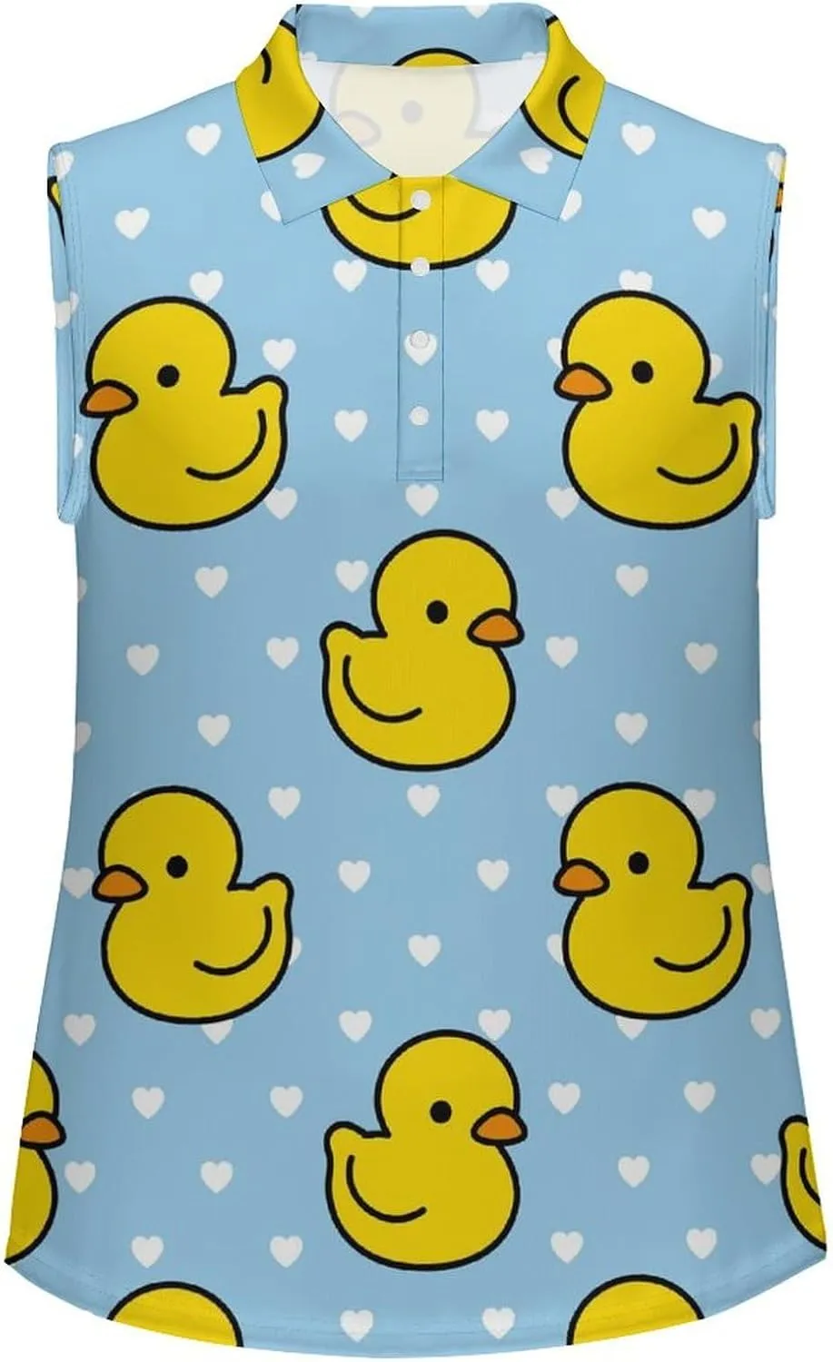 Cartoon Yellow Duck Women's Sleeveless Golf Polo Shirts Athletic Tank Tops