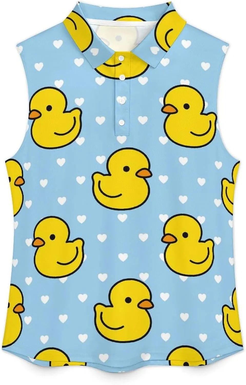 Cartoon Yellow Duck Women's Sleeveless Golf Polo Shirts Athletic Tank Tops