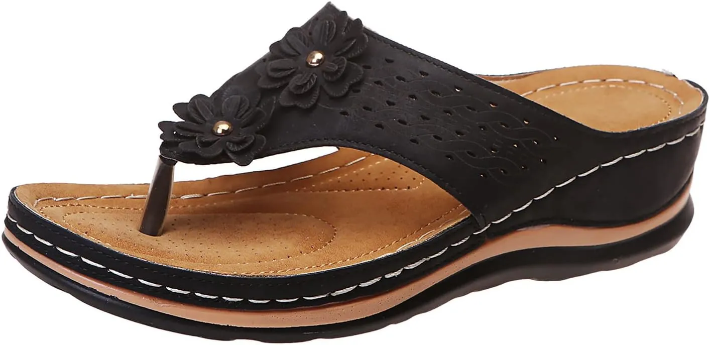 Cathalem Flat Sandals for Women, Orthopedic Wedge Sandals for Women Comfortable Walking Sandals with Arch Support