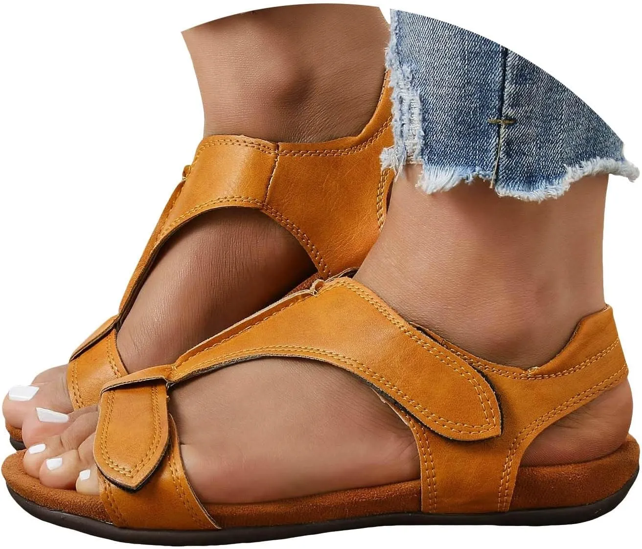 Cathalem Orthopedic Sandals for Women, 2024 Womens Arch Support Flat Sandals Flat Arch Massage Casual Beach Sandals