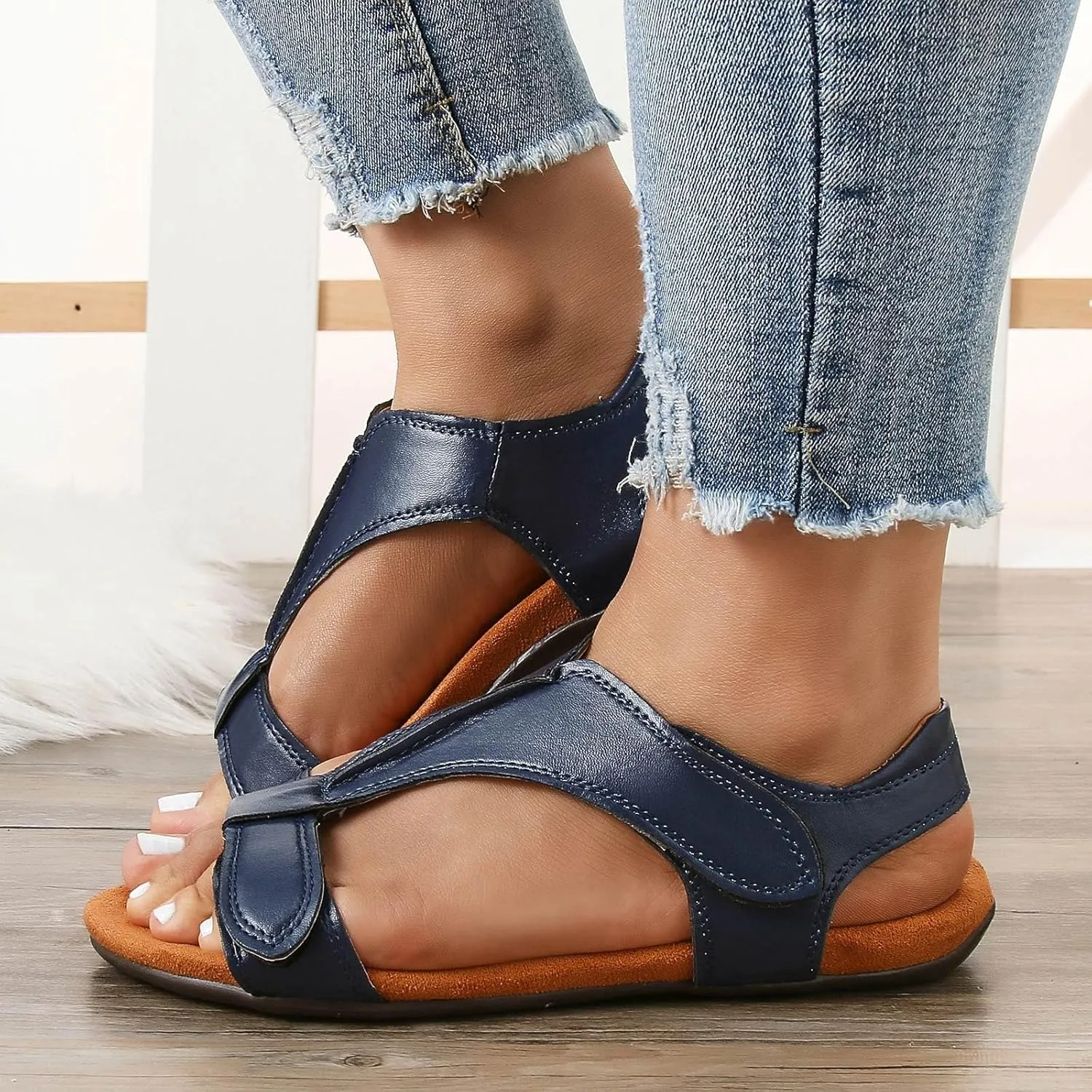 Cathalem Orthopedic Sandals for Women 2024 Womens Arch Support Flat Sandals Flat Arch Massage Casual Beach Sandals