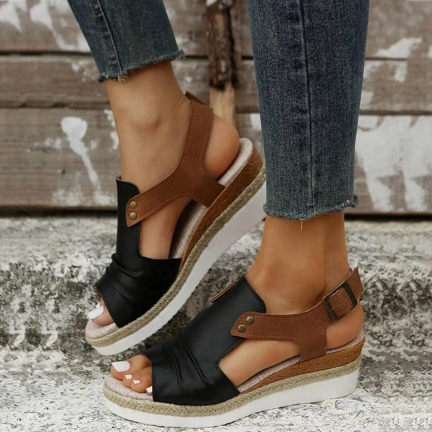 Cathalem Sandals Women Dressy Summer Espadrilles Wedges Sandals Women Comfortable Dressy Platform Sandals