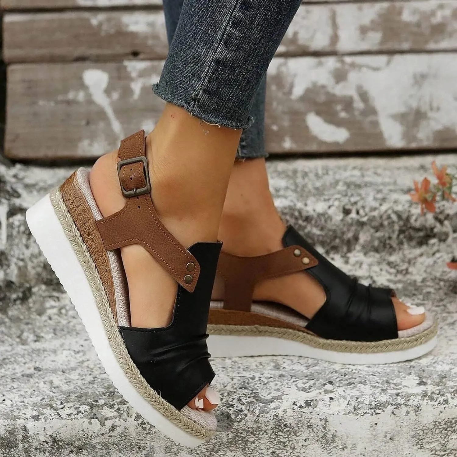 Cathalem Sandals Women Dressy Summer Espadrilles Wedges Sandals Women Comfortable Dressy Platform Sandals