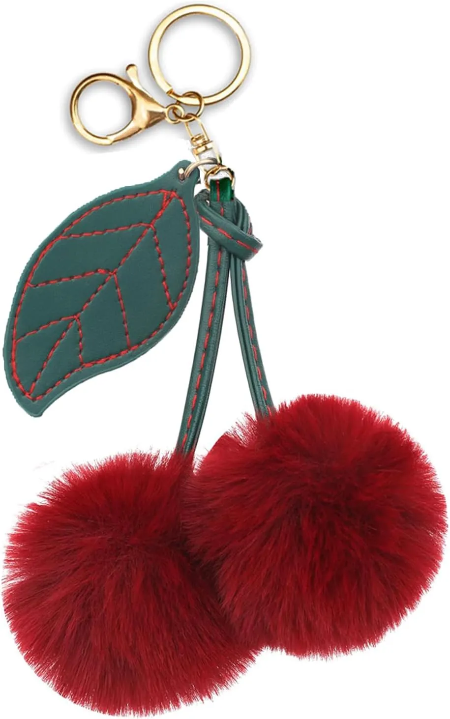 Cherry Keychains DIY Accessories Bag Charms for Handbags, Leather Car Key Chain Plush Keychain Purse Charms