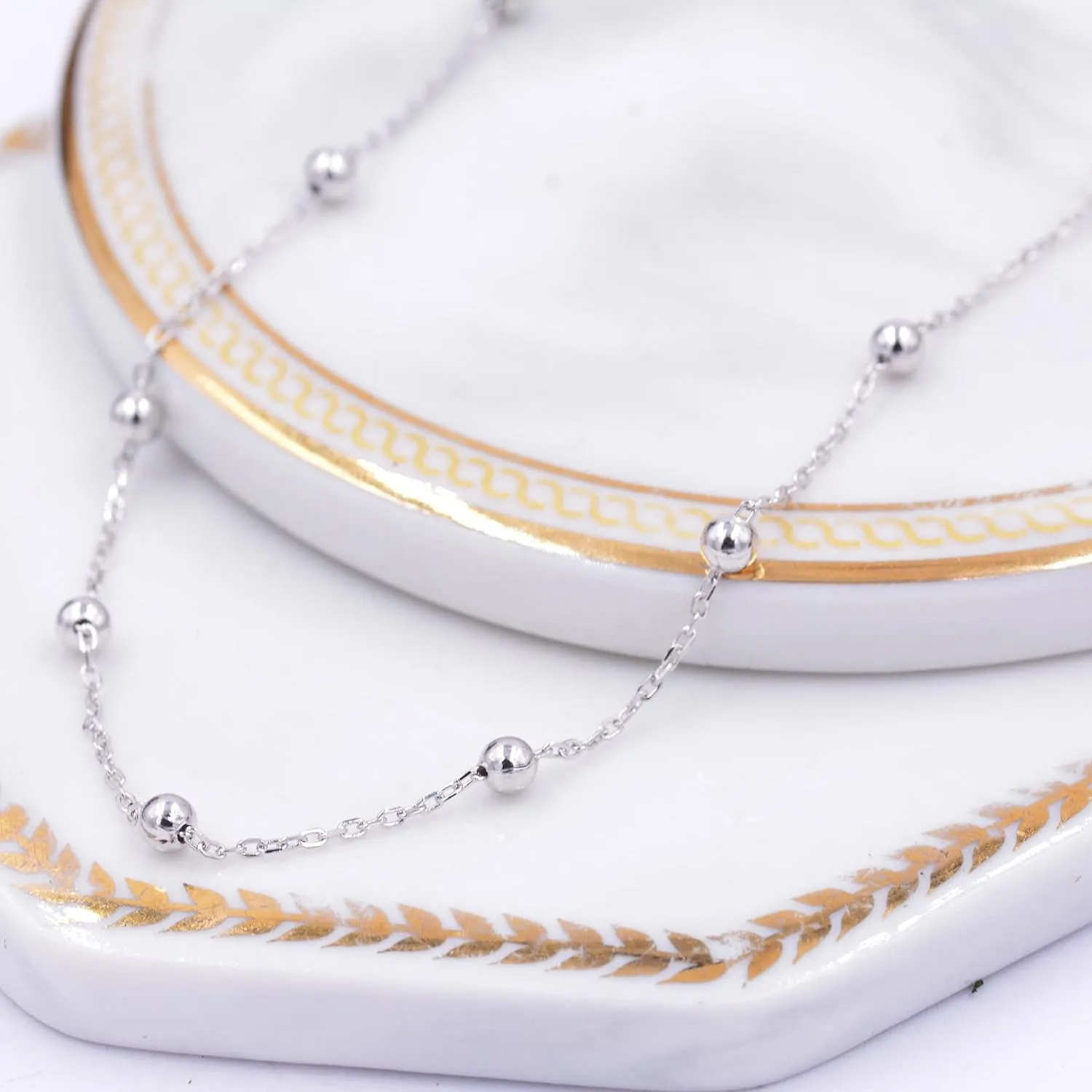 CHESKY Dainty Gold Necklace for Women, Trendy 14k Gold Plated/Sterling Silver Satellite Choker Necklace Thin Beaded Layered Choker Necklaces Discs Paperclip Chain Necklaces Womens Simple Jewelry Gift