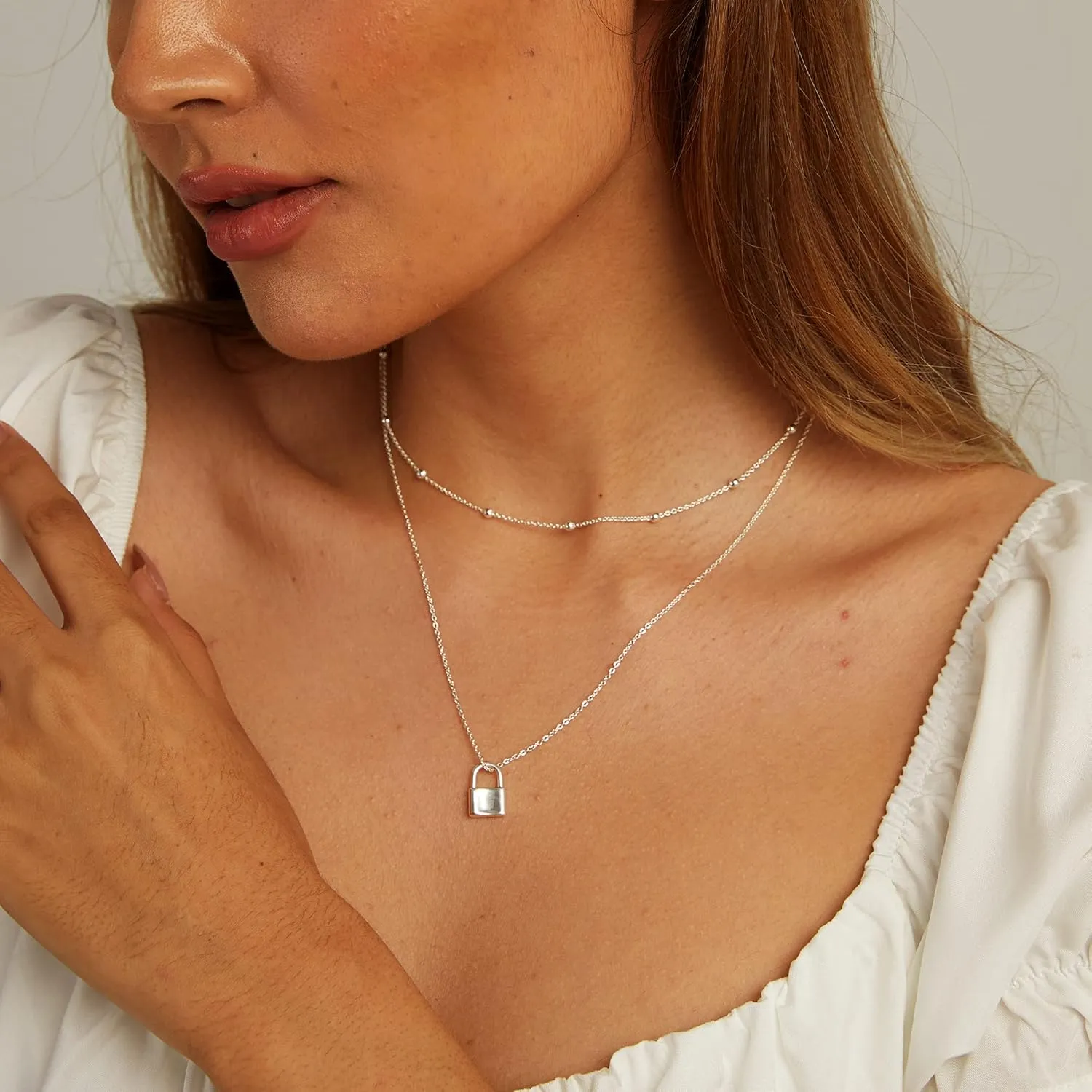 CHESKY Dainty Gold Necklace for Women, Trendy 14k Gold Plated/Sterling Silver Satellite Choker Necklace Thin Beaded Layered Choker Necklaces Discs Paperclip Chain Necklaces Womens Simple Jewelry Gift