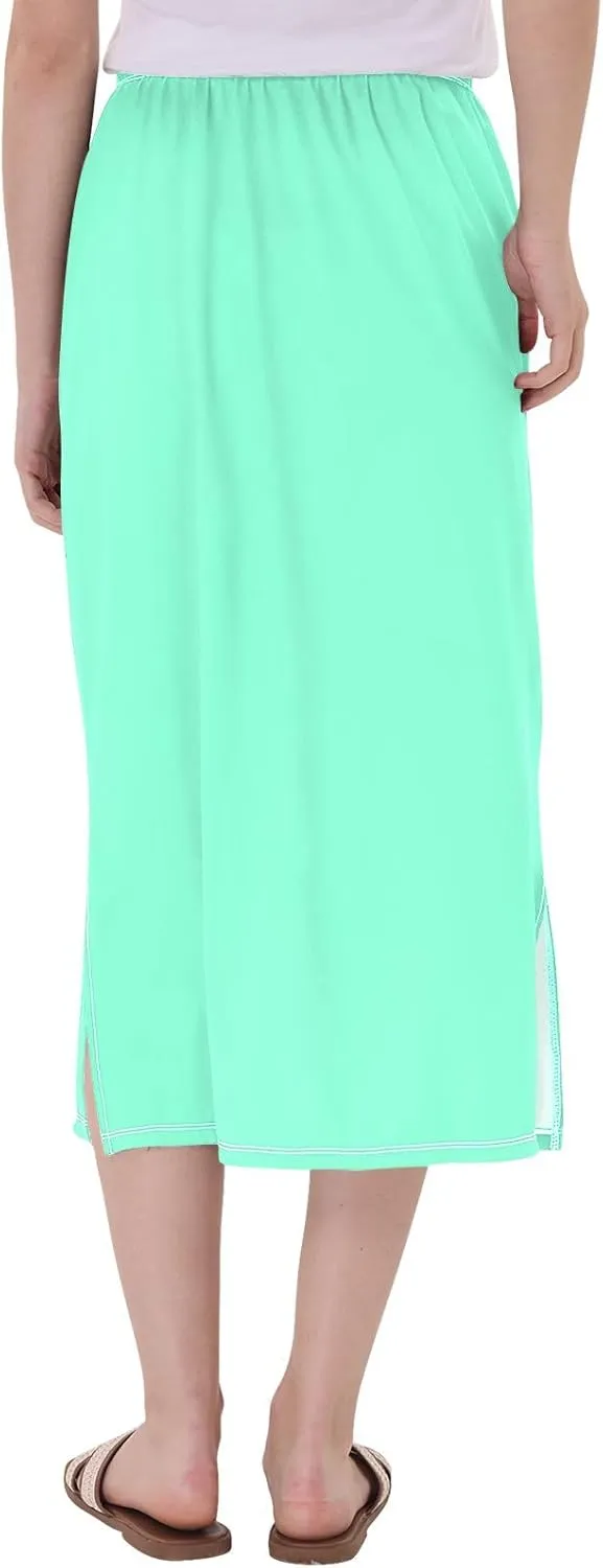 CHIFIGNO Womens Skirt Midi Length Modest Casual Skirt Pull on Midi Skirt for Cocktail Party Wedding