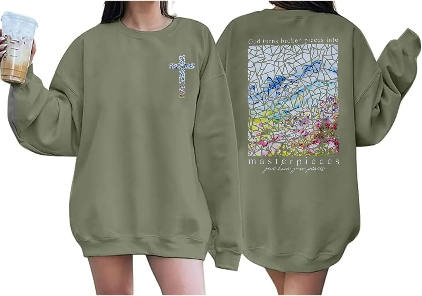 Christian Sweatshirt Women Loose Oversized Bible Verse Pullover Tops Faith Sayings Inspirational Graphic Sweatshirts